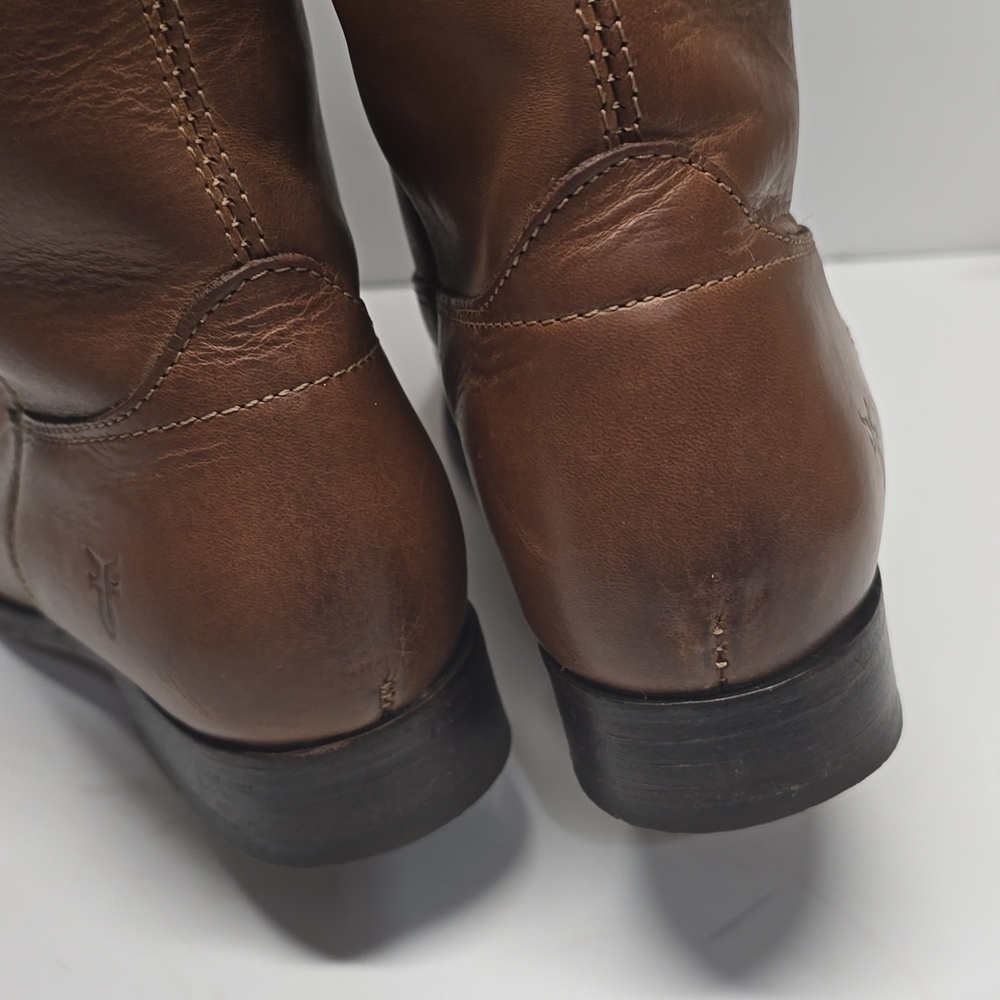 {Frye} Melissa Button Riding Tall Cognac Brown Leather - Size 6B - Picture 8 of 15